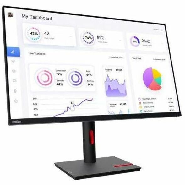 Lenovo ThinkVision T32p-30 32" Class 4K UHD LED Monitor - 16:9 - Raven Black