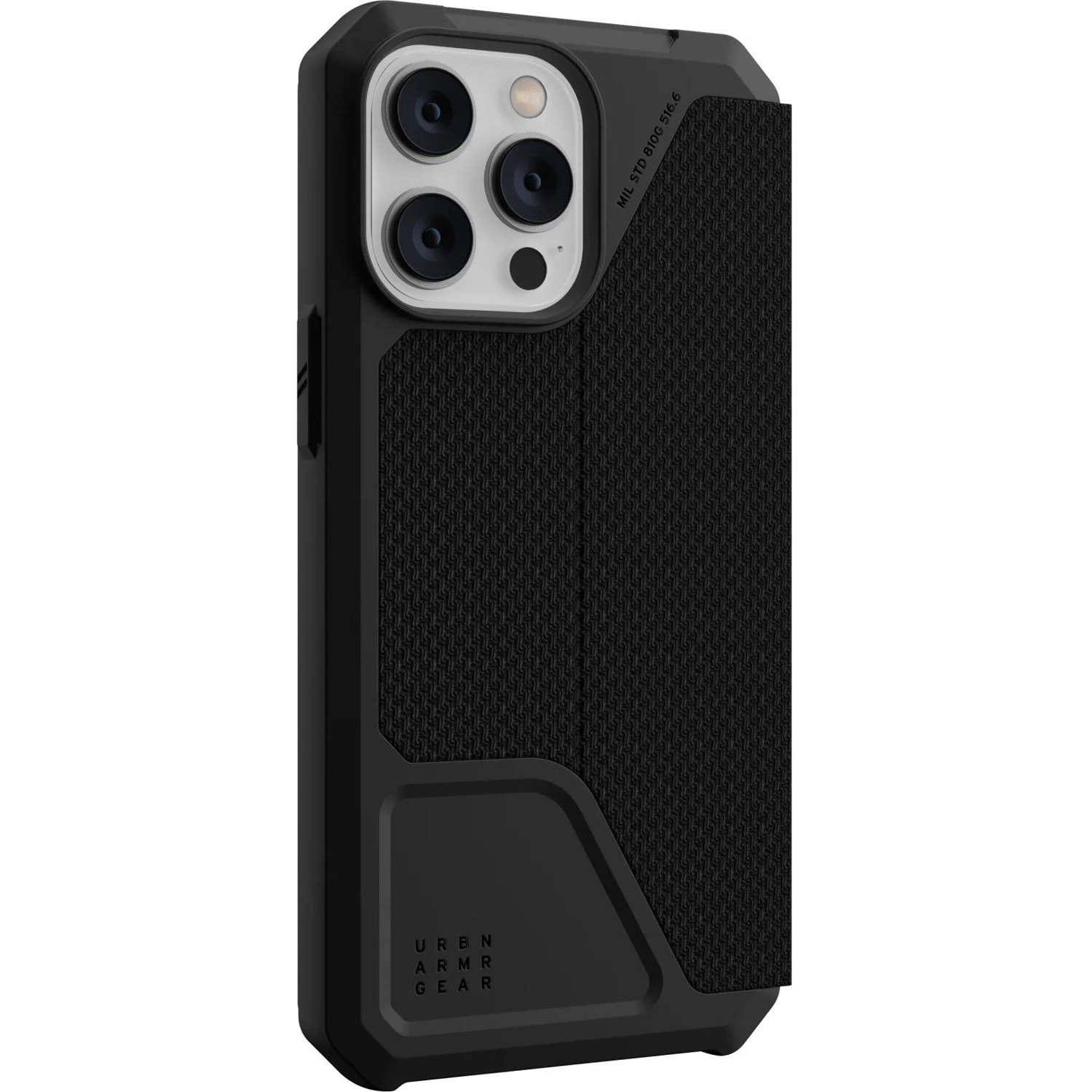 Urban Armor Gear Metropolis Carrying Case (Folio) Apple iPhone 14 Pro Smartphone, Card - Kevlar Black