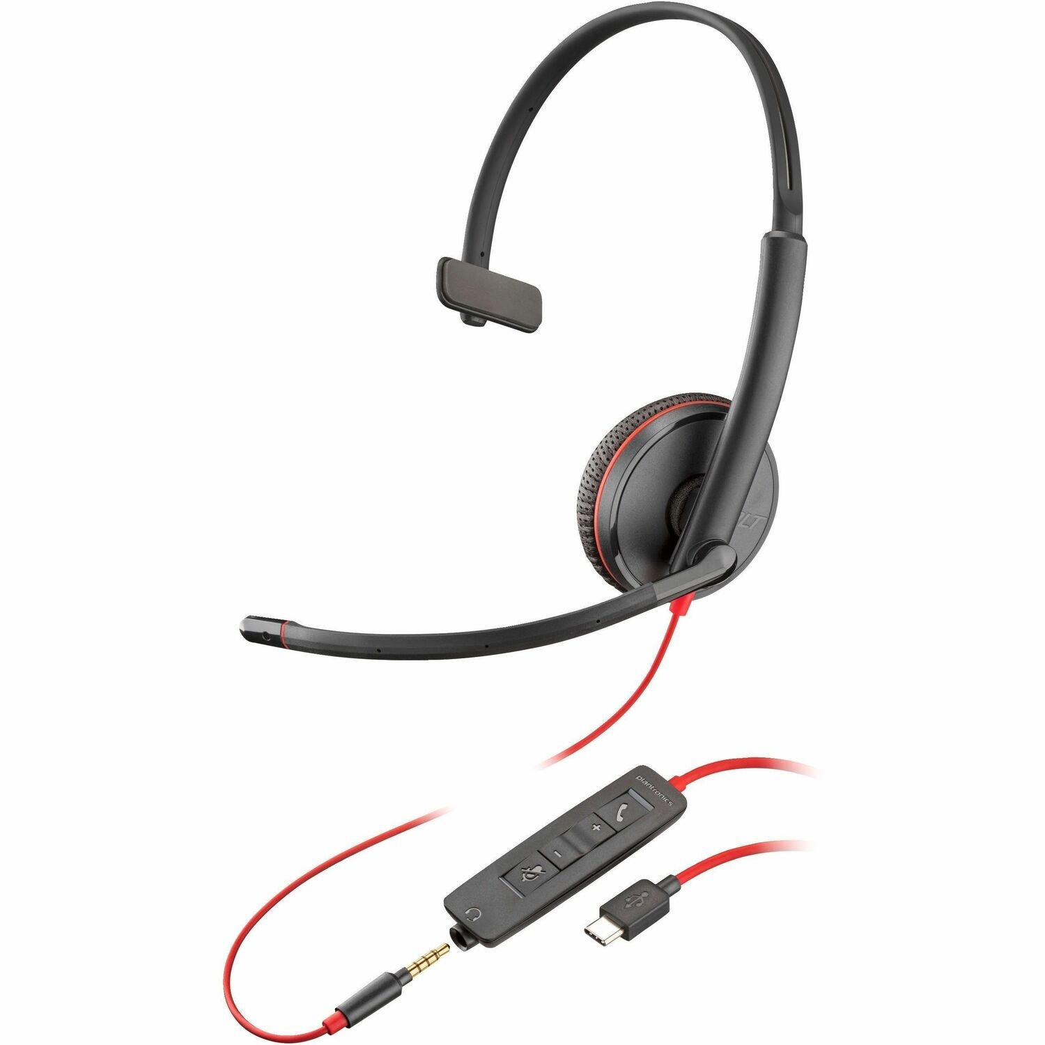 Poly Blackwire 3215 Monaural Headset +USB-C/A Adapter TAA