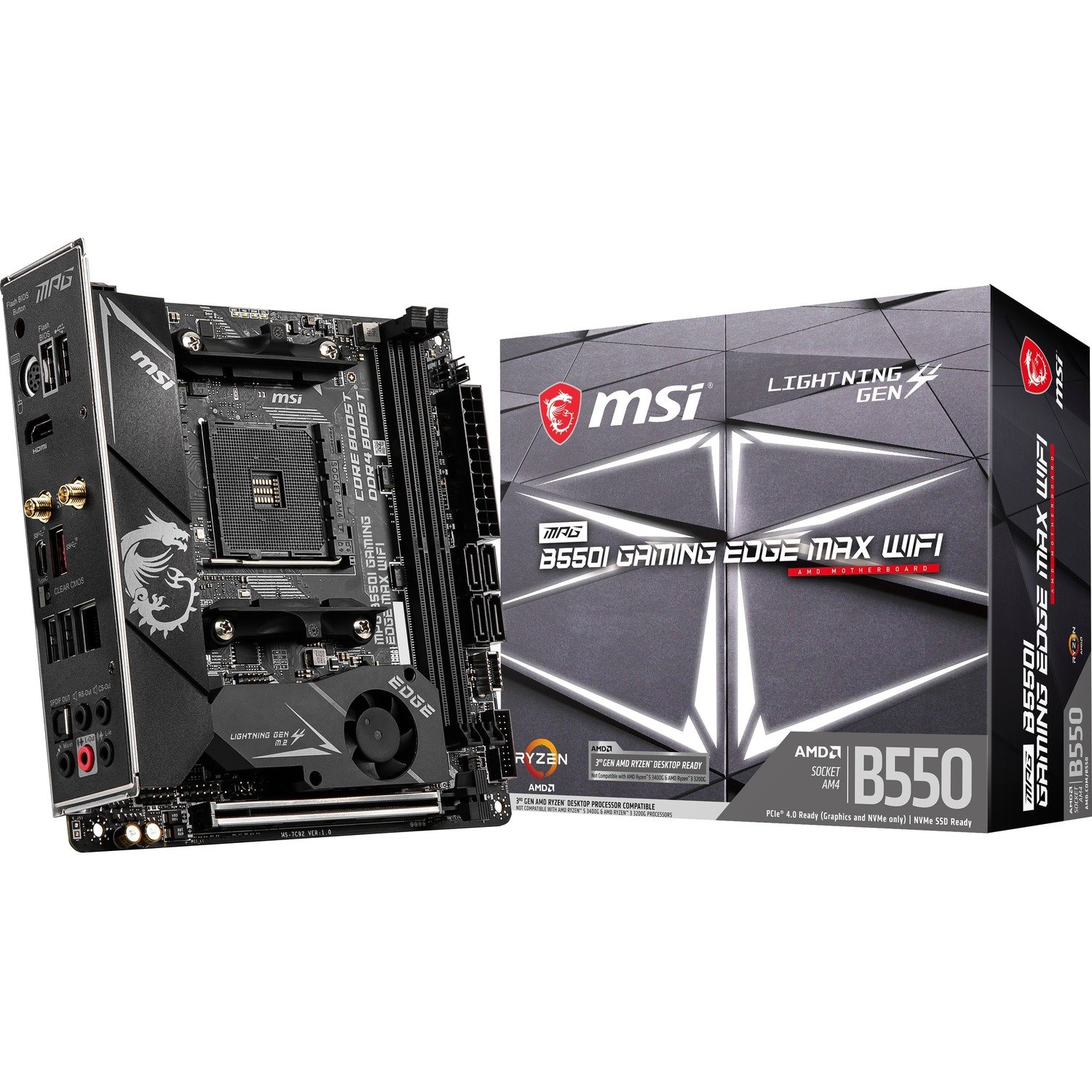 MSI MPG B550I GAMING EDGE MAX Mini ITX Motherboard Socket AM4 AMD Ryzen 9