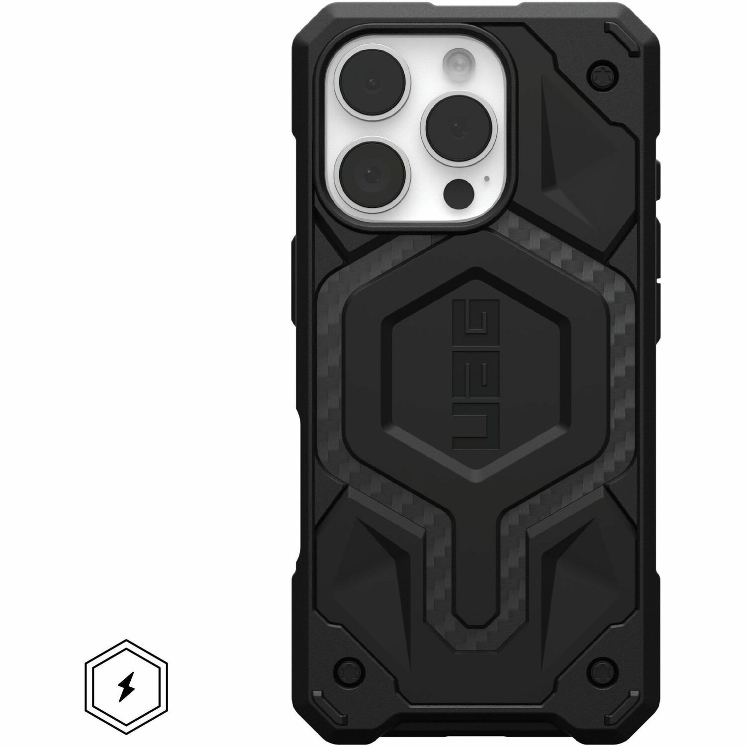 Urban Armor Gear Monarch Pro Robuust Case voor Apple iPhone 16 Pro Smartphone - Koolstofvezel