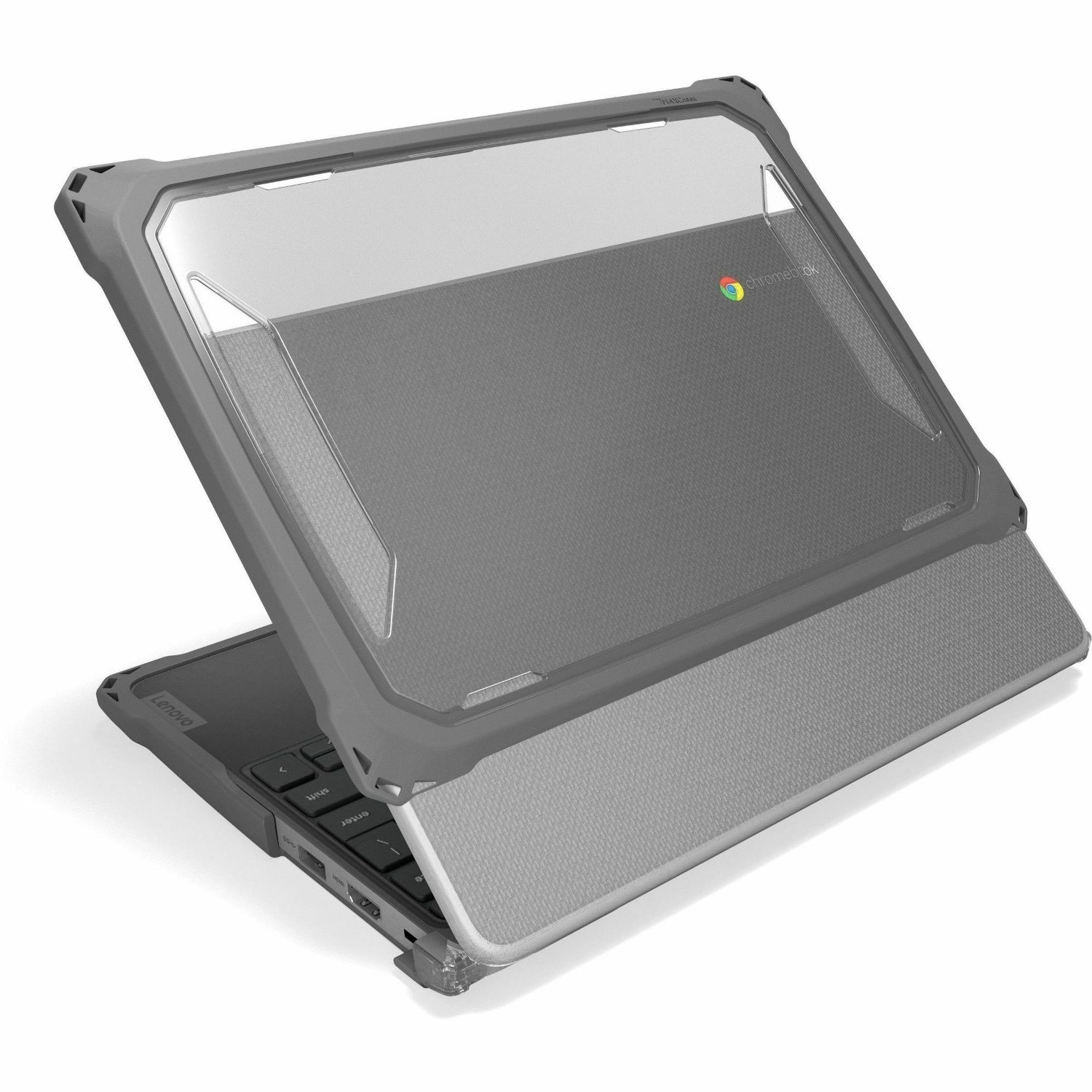 MAXCases Extreme Shell-F3 Slide Chromebook Case for Lenovo 100e G5 Chromebook 11.6" (Gray/Clear)