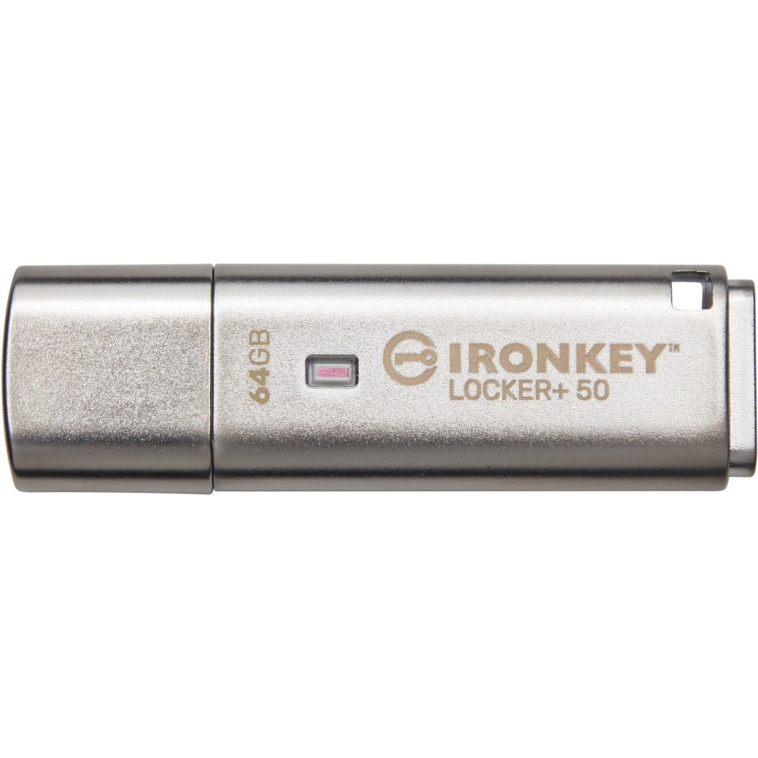 IronKey IKLP50 64 GB USB 3.2 (Gen 1) Type A Flash Drive - Silver - XTS-AES, 256-bit AES - TAA Compliant