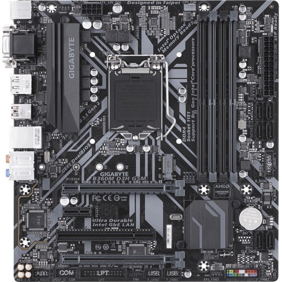 Gigabyte B360M-D3H-GSM Desktop Motherboard - Intel B360 Chipset - Socket H4 LGA-1151 - Intel Optane Memory Ready - Micro ATX