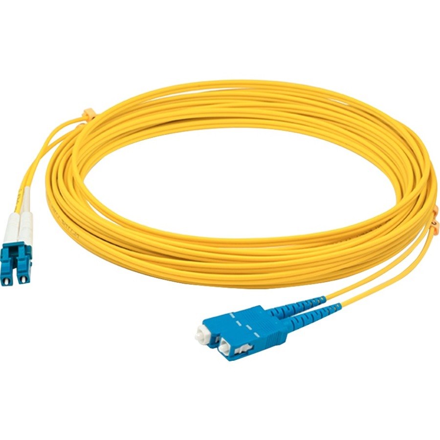 AddOn 3m LC (Male) to SC (Male) Yellow OS2 Duplex Fiber TAA Compliant OFNR (Riser-Rated) Patch Cable