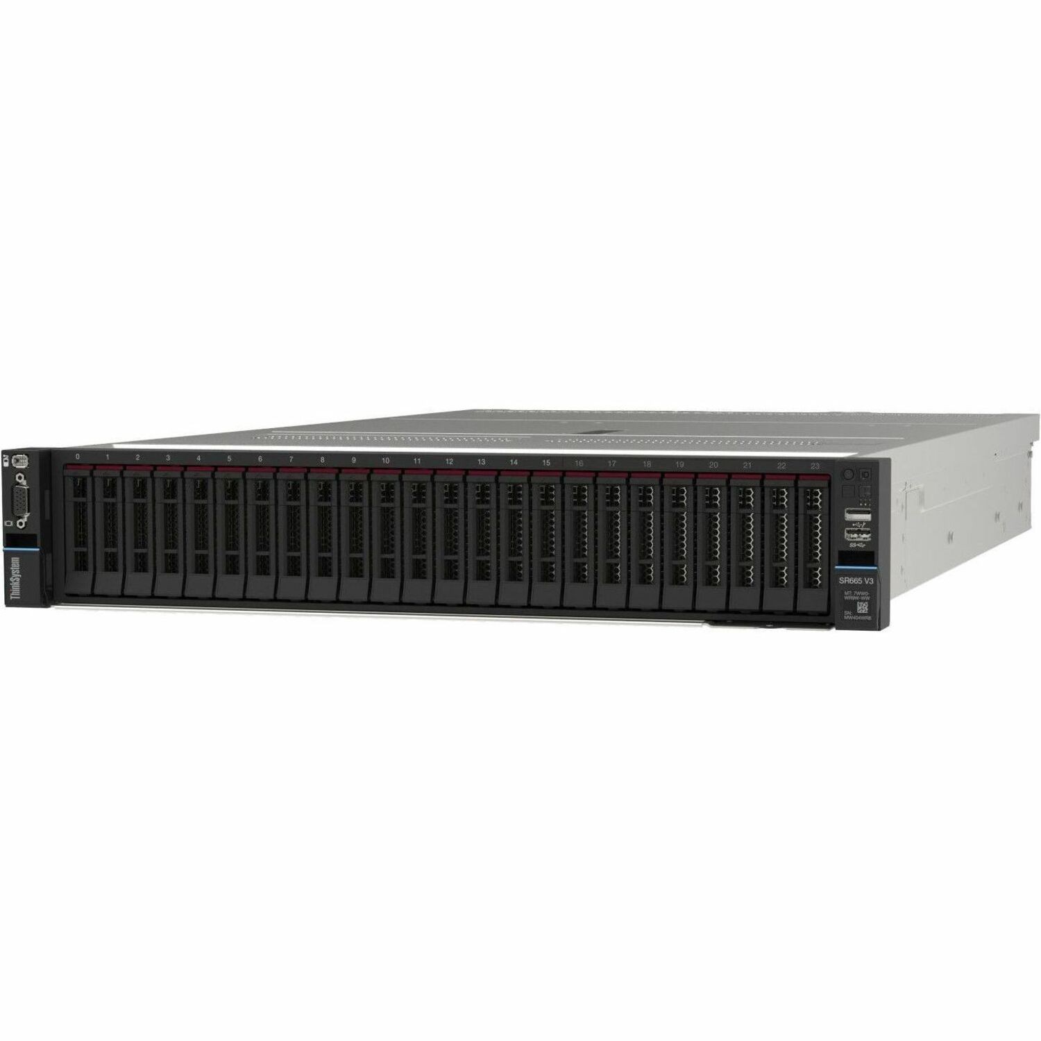 Lenovo ThinkSystem SR665 V3 7D9AA01TEA 2U Rek Server - 1 EPYC 9124 3 GHz - 32 GB RAM - Serieel ATA controller