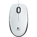 Logitech B100 Mouse - USB - Optical - 3 Button(s) - White