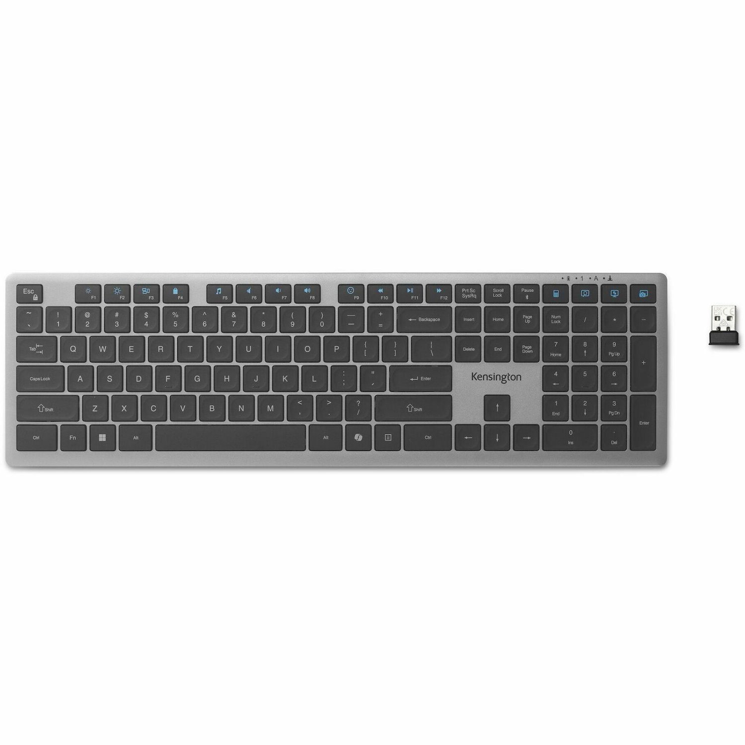 Kensington KB535 Keyboard - Full-size - Wireless Connectivity - USB Type A Interface - Space Gray