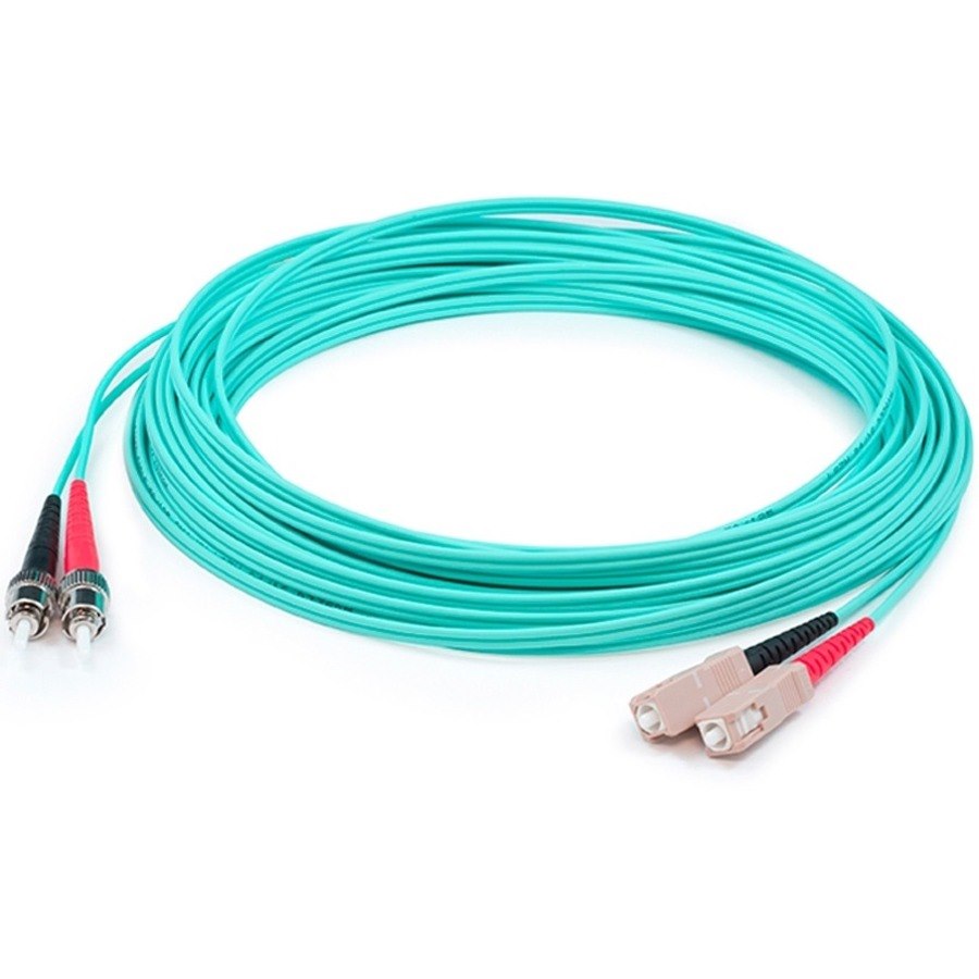 AddOn 4m SC (Male) to ST (Male) Aqua OM4 Duplex Fiber OFNR (Riser-Rated) Patch Cable