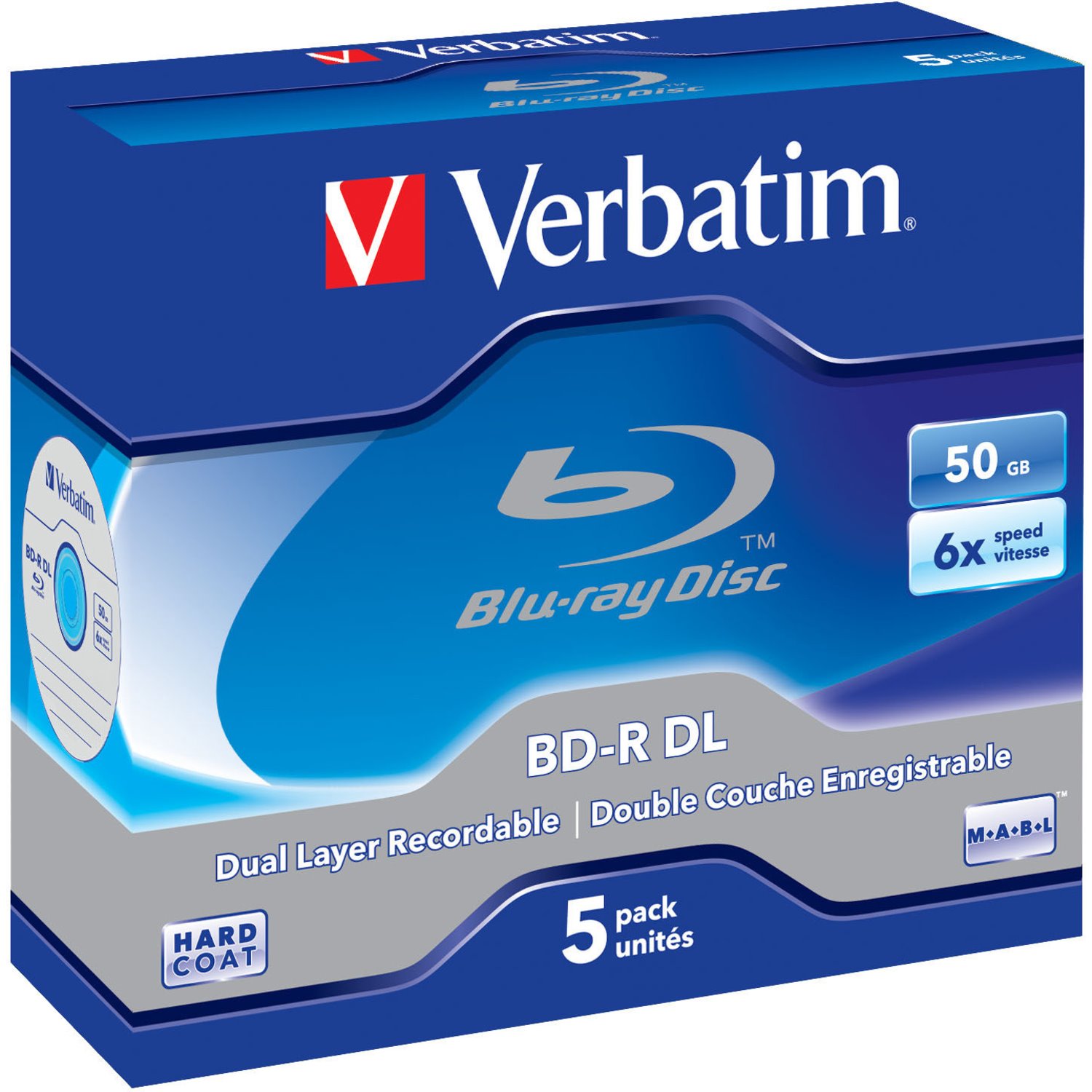 Verbatim 43748 Blu-ray Recordable Media - BD-R DL - 6x - 50 GB - 5