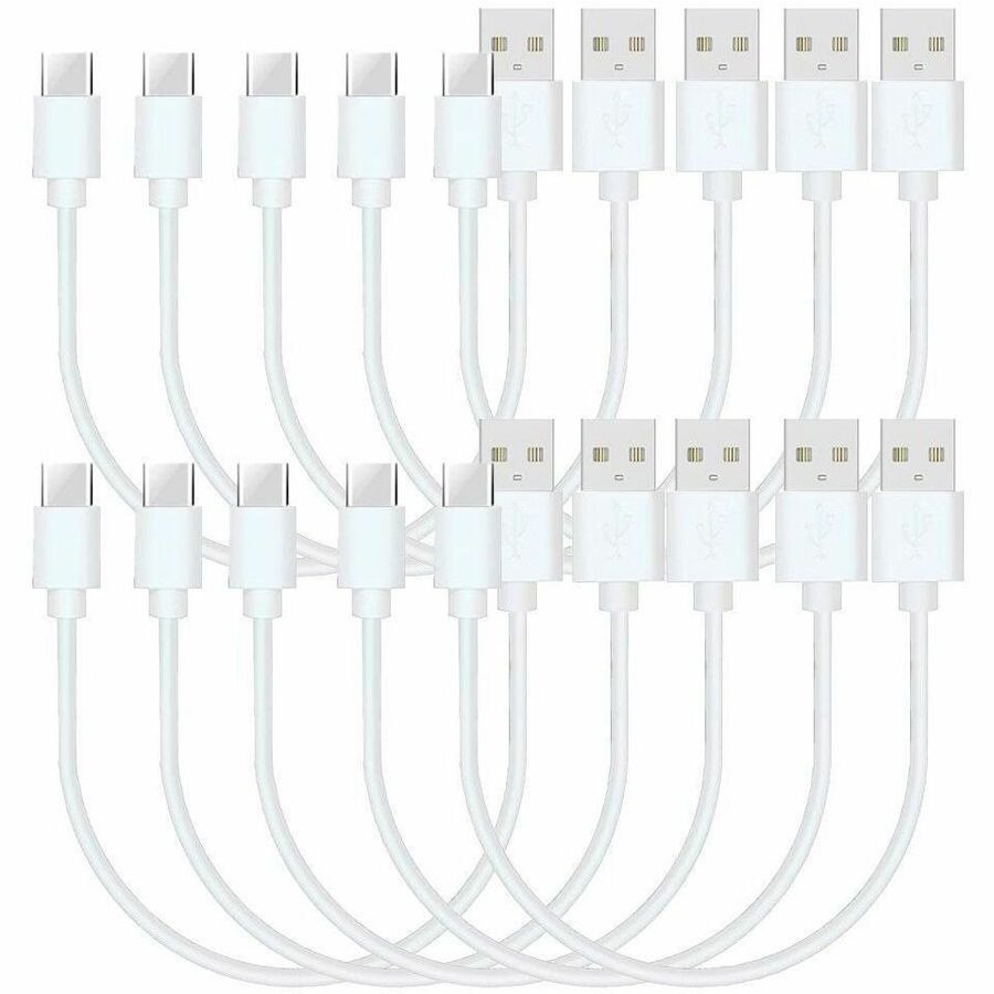 4XEM 10 Pack 1FT USB-A to USB-C Cable - White