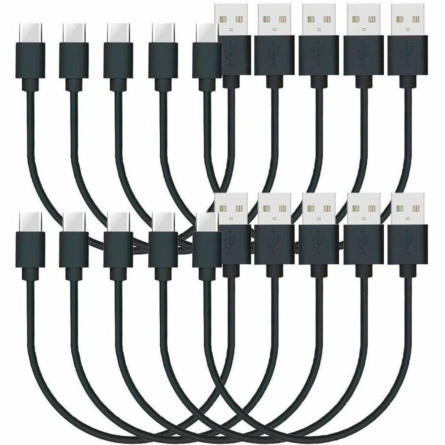 4XEM 10 pack of 1FT USB-A to USB-C Power Delivery Cable - Black