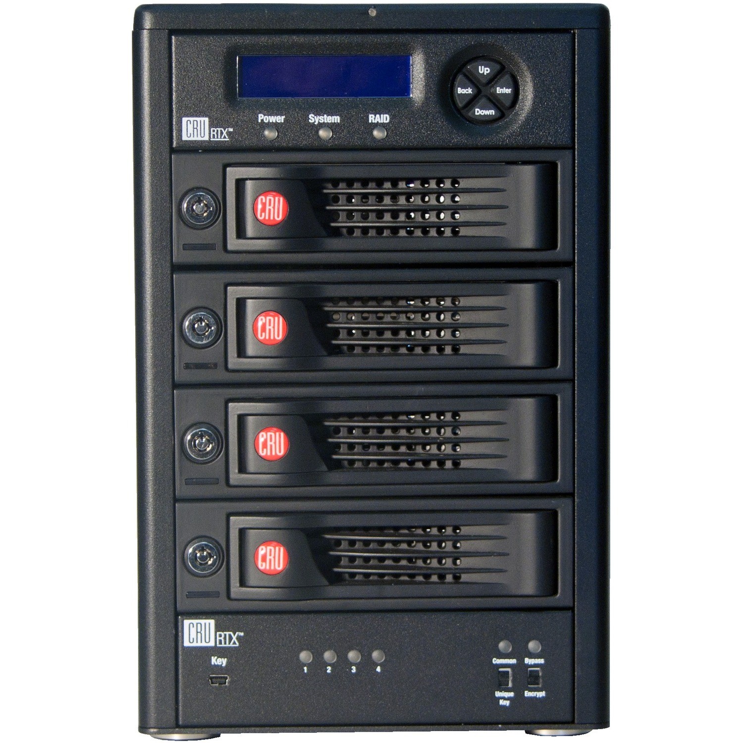 Cru RTX Secure 410-3QR Four-Bay Encrypted Raid Enclosure, Aes 256Bit Encryption, Usb