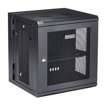 StarTech.com 4-Post 12U Wall Mount Network Cabinet, 19" Hinged Wall-Mounted Server Rack for IT Equipment, Flexible Lockable Rack Enclosure