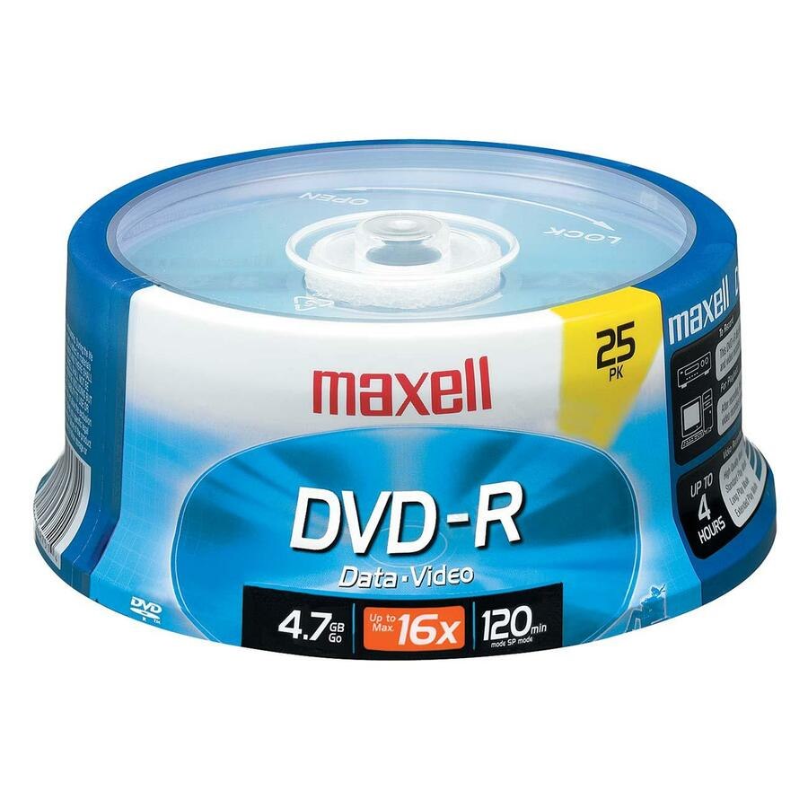 Maxell DVD Recordable Media - DVD-R - 16x - 4.70 GB - 25 / Spindle