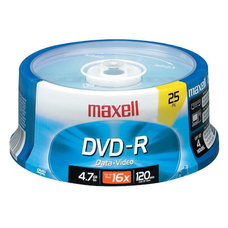 Maxell DVD Recordable Media - DVD-R - 16x - 4.70 GB - 25 / Spindle