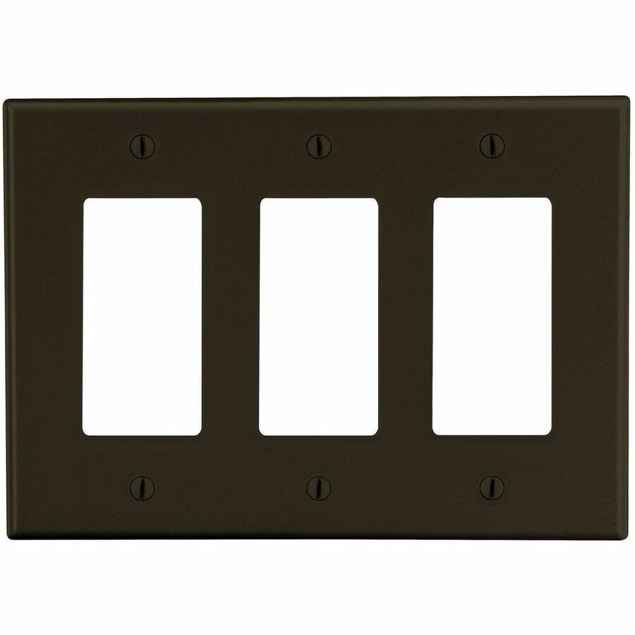 Bryant Wallplate, 3-Gang, 3) Decorator, Brown