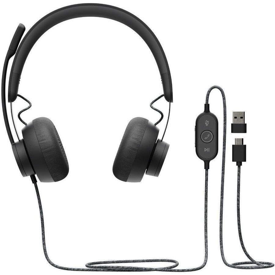 Logitech Zone Wired 2 - Noise-Canceling Headset with Adaptive Hybrid ANC, USB-C with USB-A adapter, Offwhite