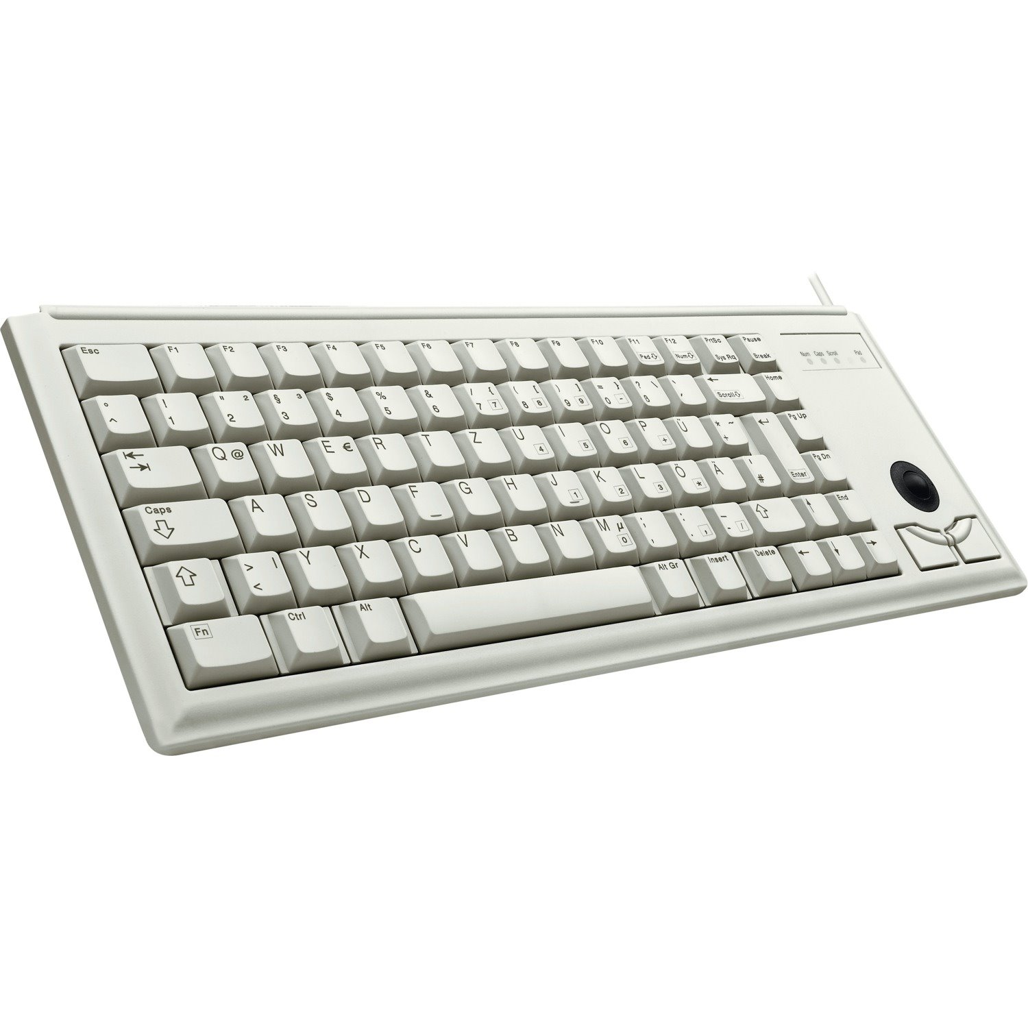 CHERRY Compact G84-4400 Keyboard - Cable Connectivity - USB Interface - Trackball - Belgian - QWERTZ Layout - Light Grey