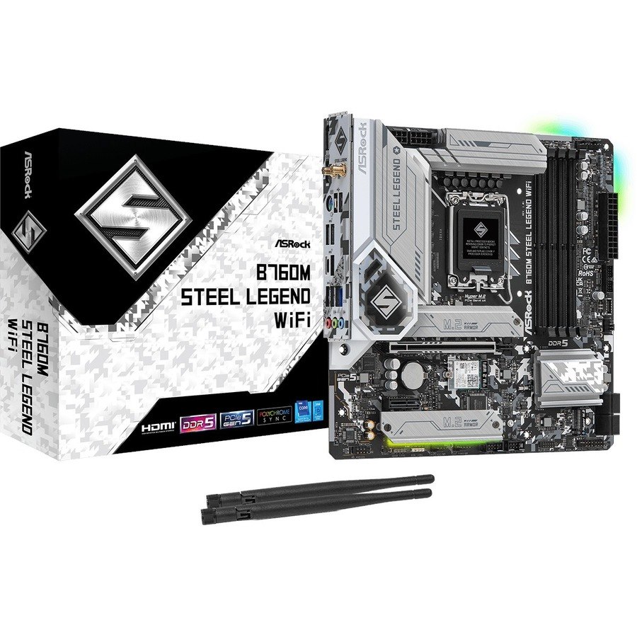 ASRock B760M Steel Legend WiFi Gaming Desktop Motherboard - Intel B760 Chipset - Socket LGA-1700 - Micro ATX