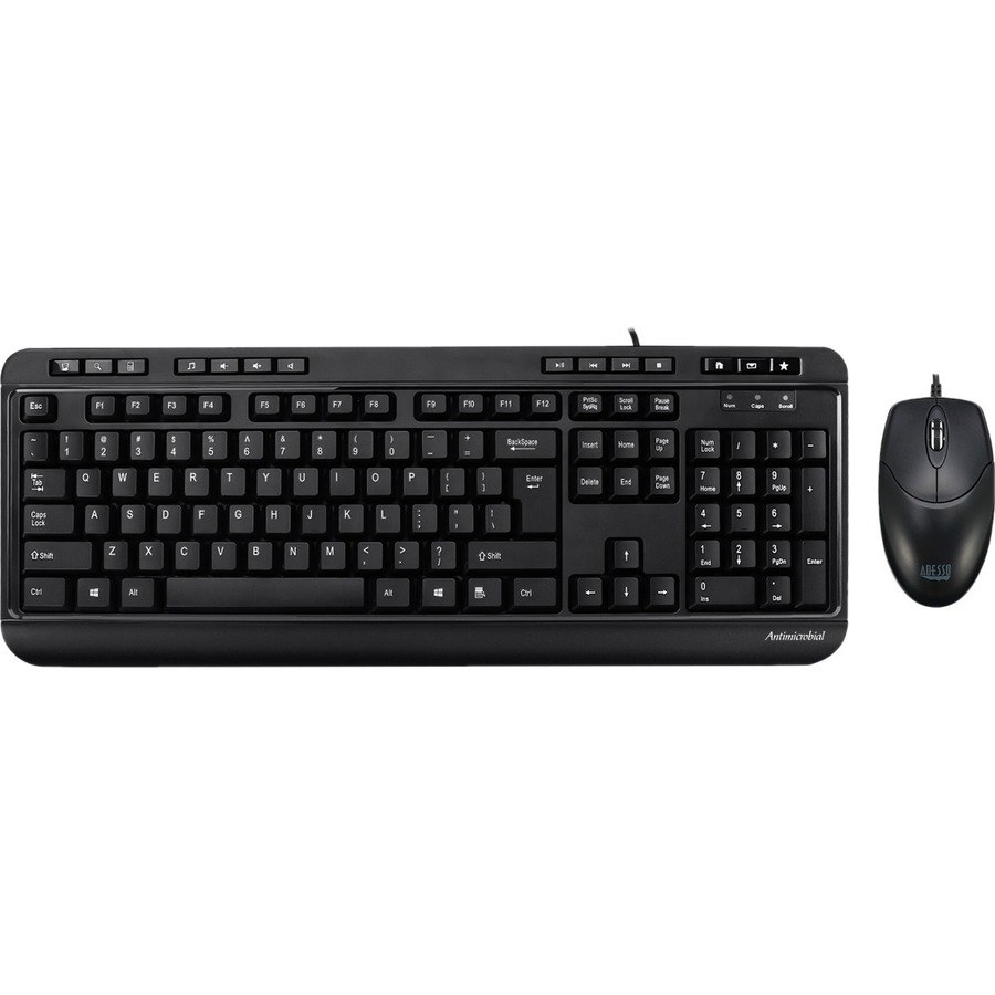 Adesso Antimicrobial Multimedia Desktop Keyboard and Mouse Combo
