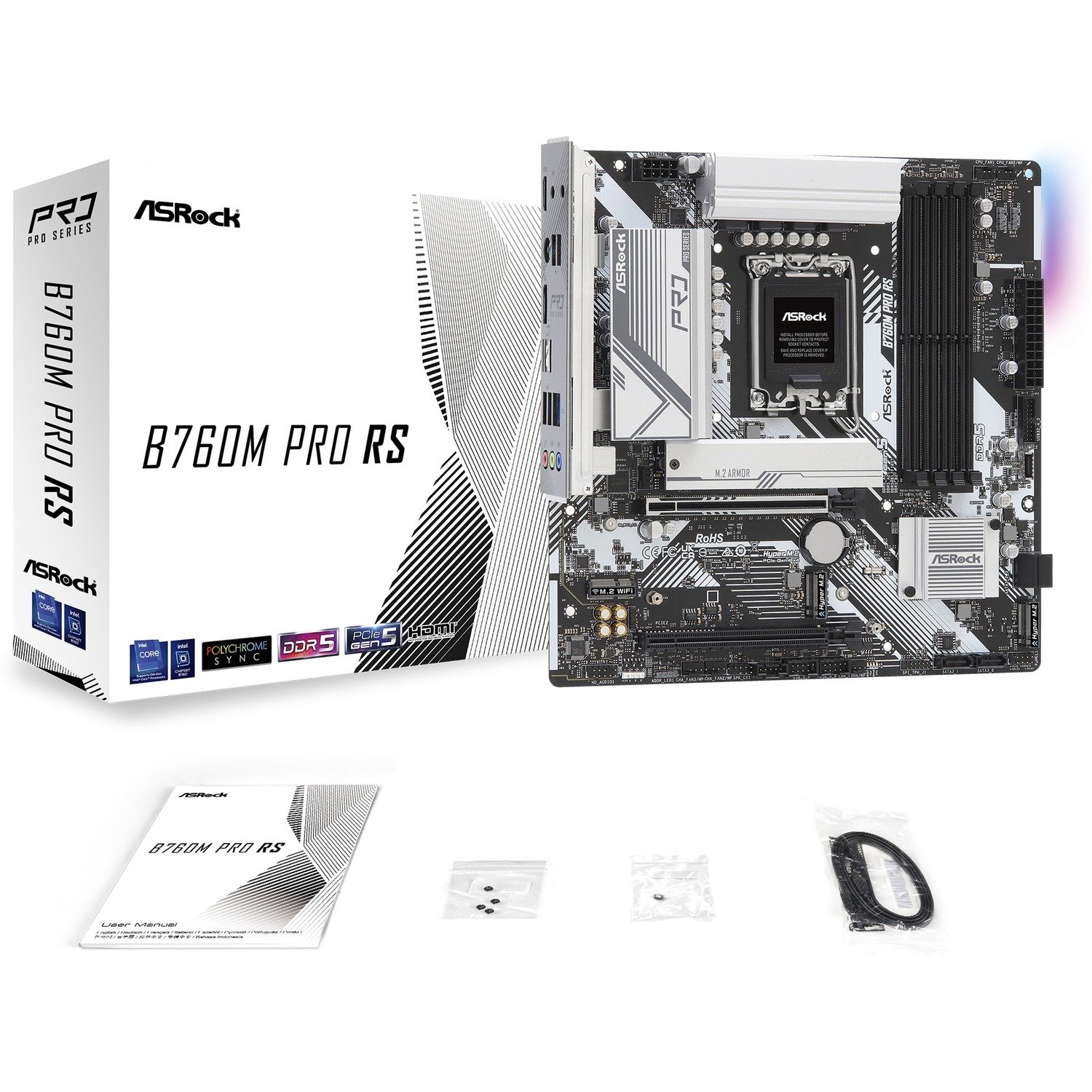 ASRock B760M PRO RS Gaming Desktop Motherboard - Intel B760 Chipset - Socket LGA-1700 - Micro ATX