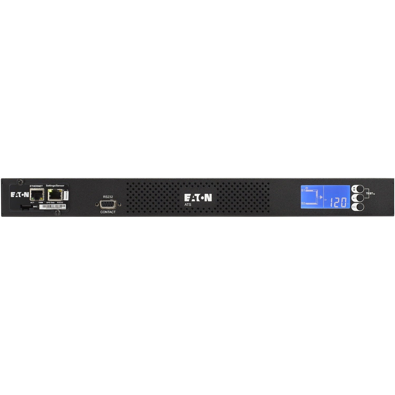 Eaton ATS rack PDU, 1U, (2) 5-20P input, 1.92 kW max, 120 V, 16 A, 6 ft cord, Single-phase, Outlets: (10) 5-20 R