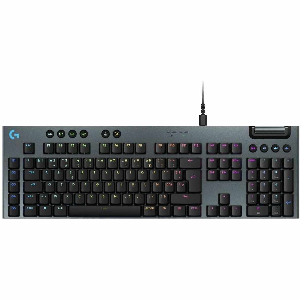 Logitech G G915 X Gaming-toetsenbord - Kabel Verbinding - USB Interface - RGB LED - Frans - AZERTY indeling - Zwart