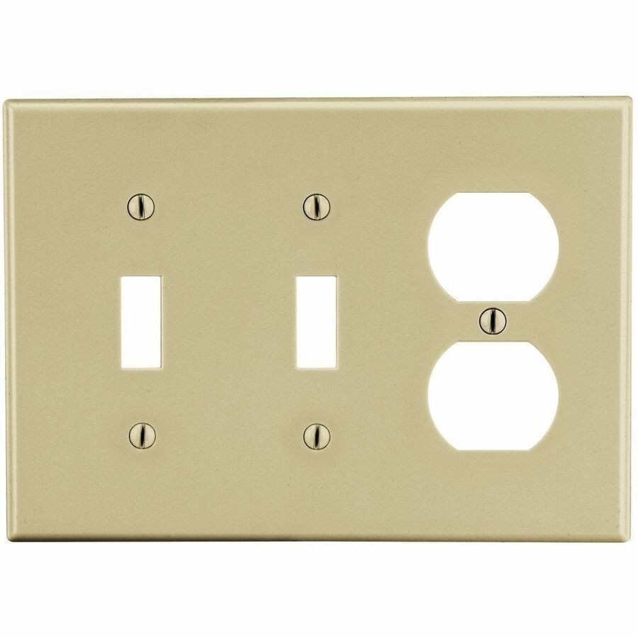 Hubbell Wallplate, 3-G, 2) Tog 1) Dup, Iv