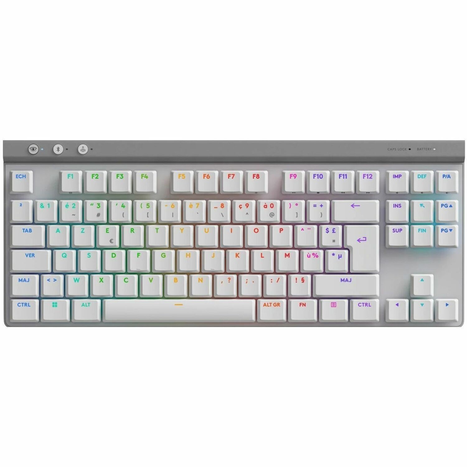 Logitech G G515 LIGHTSPEED TKL Gaming-toetsenbord - Bedraad/draadloos Verbinding - USB type A Interface - RGB LED - Frans - AZERTY indeling - Wit