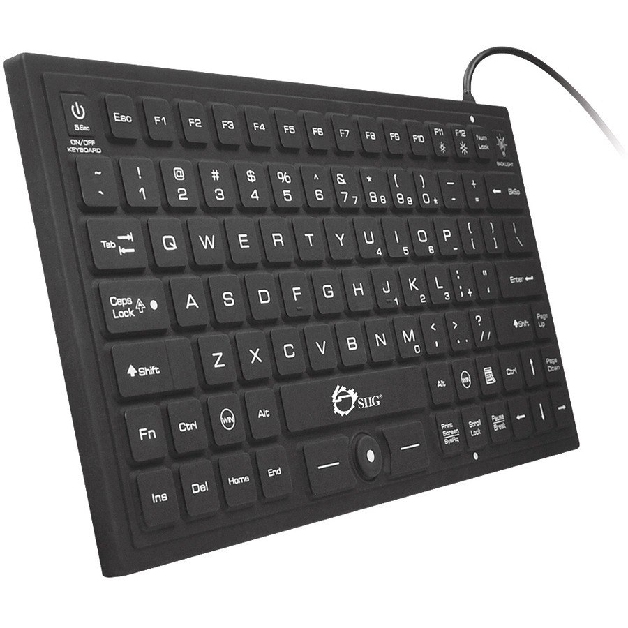 SIIG Industrial/Medical Grade Washable Backlit Keyboard with Pointing Device