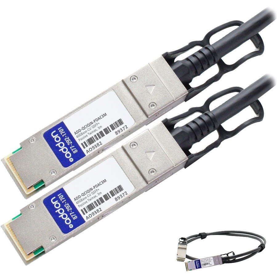 AddOn Cisco QSFP-H40G-CU3M to Intel XLDACBL3 Compatible TAA Compliant 40GBase-CU QSFP+ to QSFP+ Direct Attach Cable (Passive Twinax, 3m)