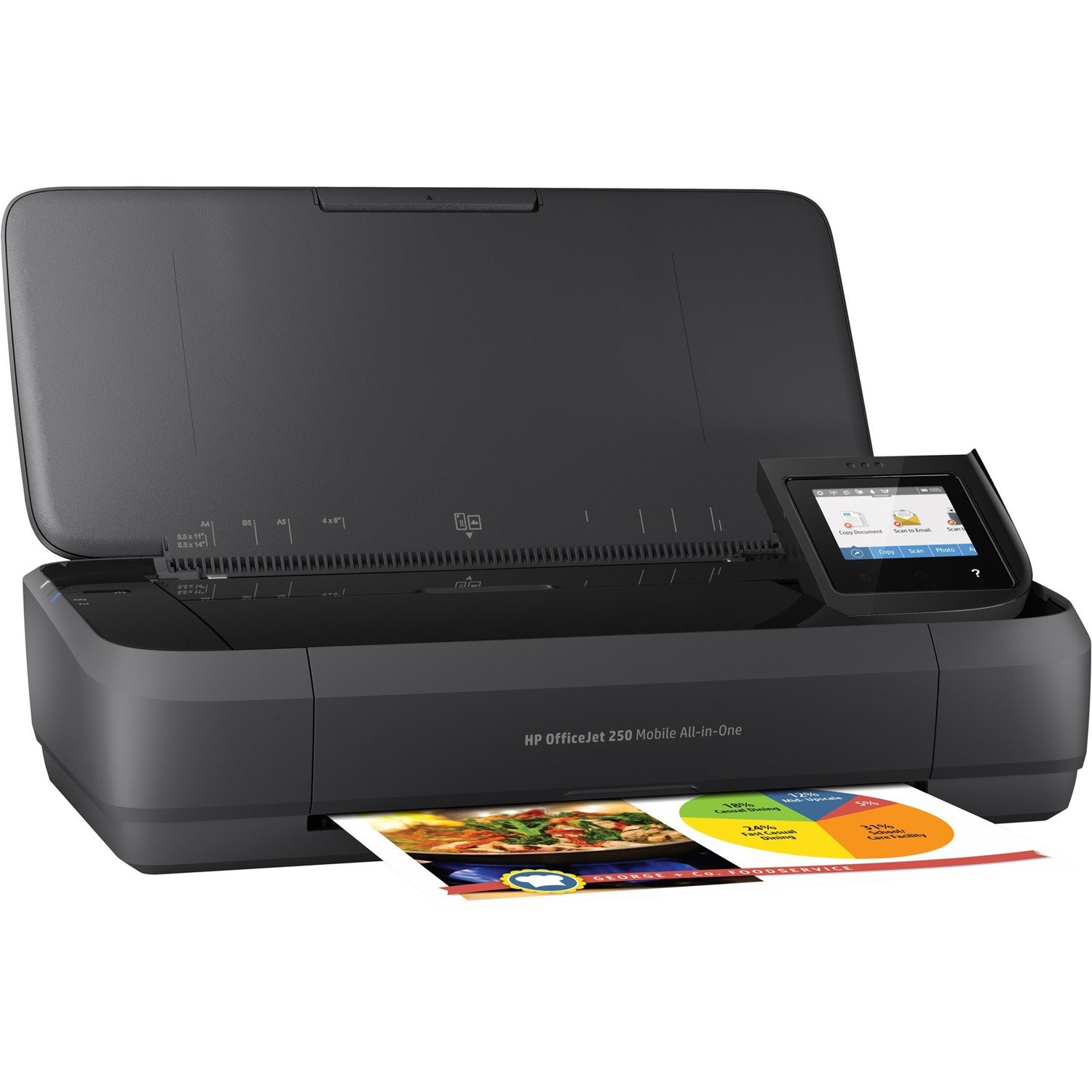 HP Officejet 250 Wireless Inkjet Multifunction Printer-Color-Copier/Scanner-20 ppm Mono/19 ppm Color Print-4800x1200 Print-Manual Duplex Print-500 Pages Monthly-50 sheets Input-Color Scanner-600 Optical Scan-Wireless LAN