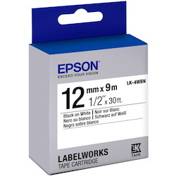 Epson LabelWorks Standard LK Tape Cartridge ~1/2" Black on White