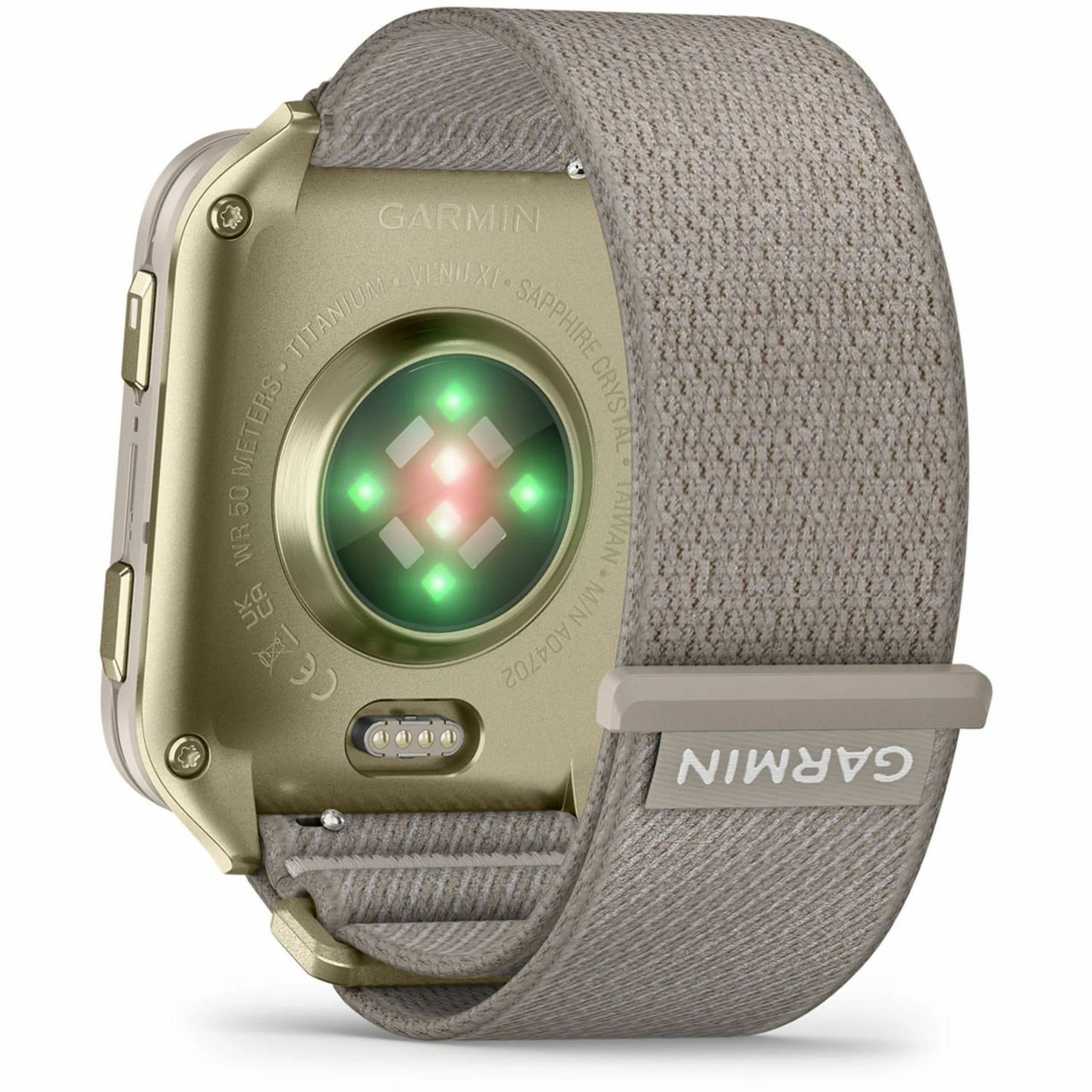 Garmin Venu X1 Soft Gold with Titanium Caseback and French Gray Nylon Band