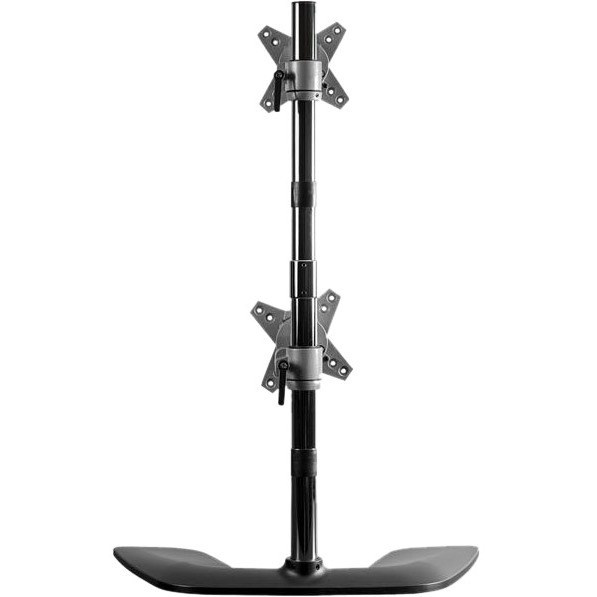 StarTech.com Vertical Dual Monitor Stand, Free Standing Height Adjustable Stacked Monitor Stand up to 27" (17.6lb/8kg) VESA Mount Displays