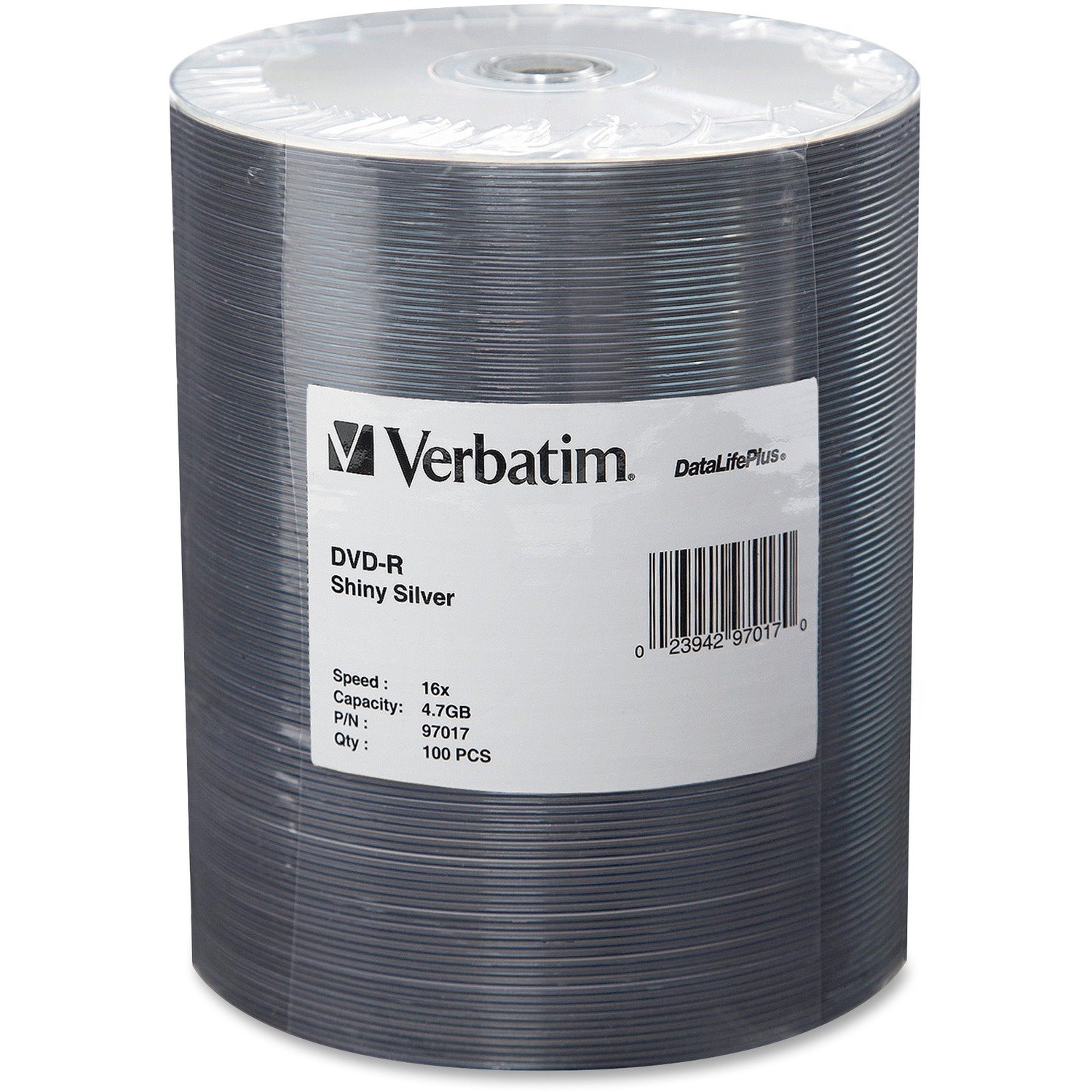 Verbatim DataLifePlus 97017 DVD Recordable Media - DVD-R - 16x - 4.70 GB - 100 - Silver