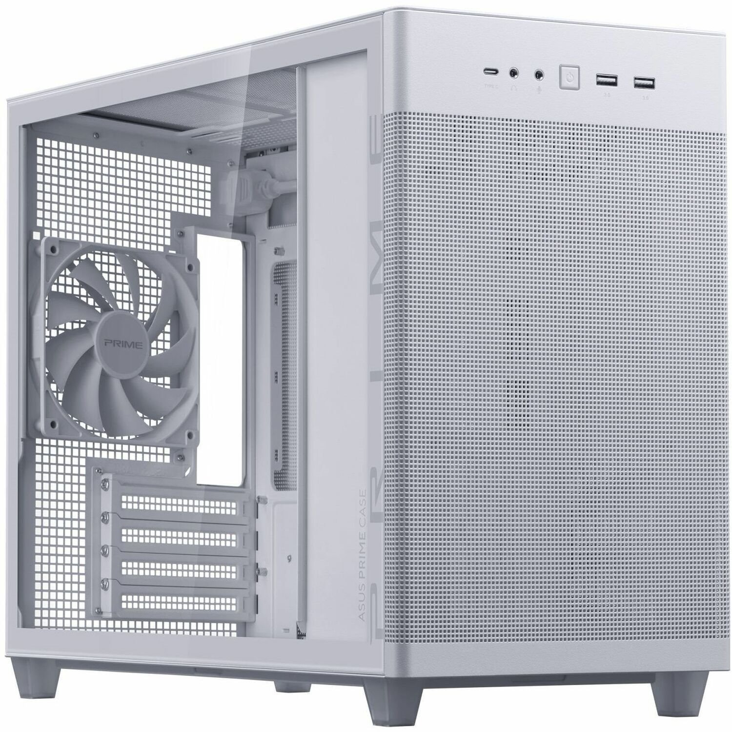 Asus AP201 ASUS PRIME CASE TG Computer Case - Micro ATX, Mini ITX Motherboard Supported - Tower - Tempered Glass - White