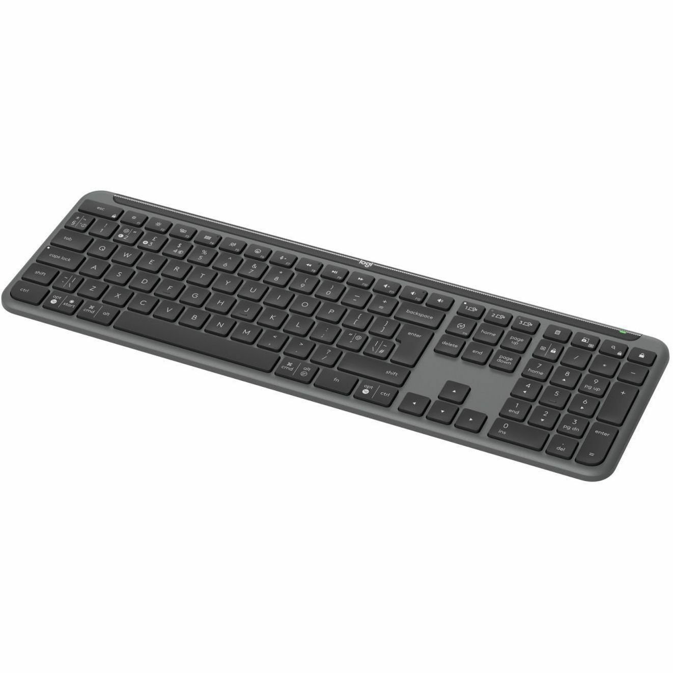 Logitech Signature Slim K950 Keyboard - Wireless Connectivity - USB Type A Interface - English (UK) - QWERTY Layout - Graphite