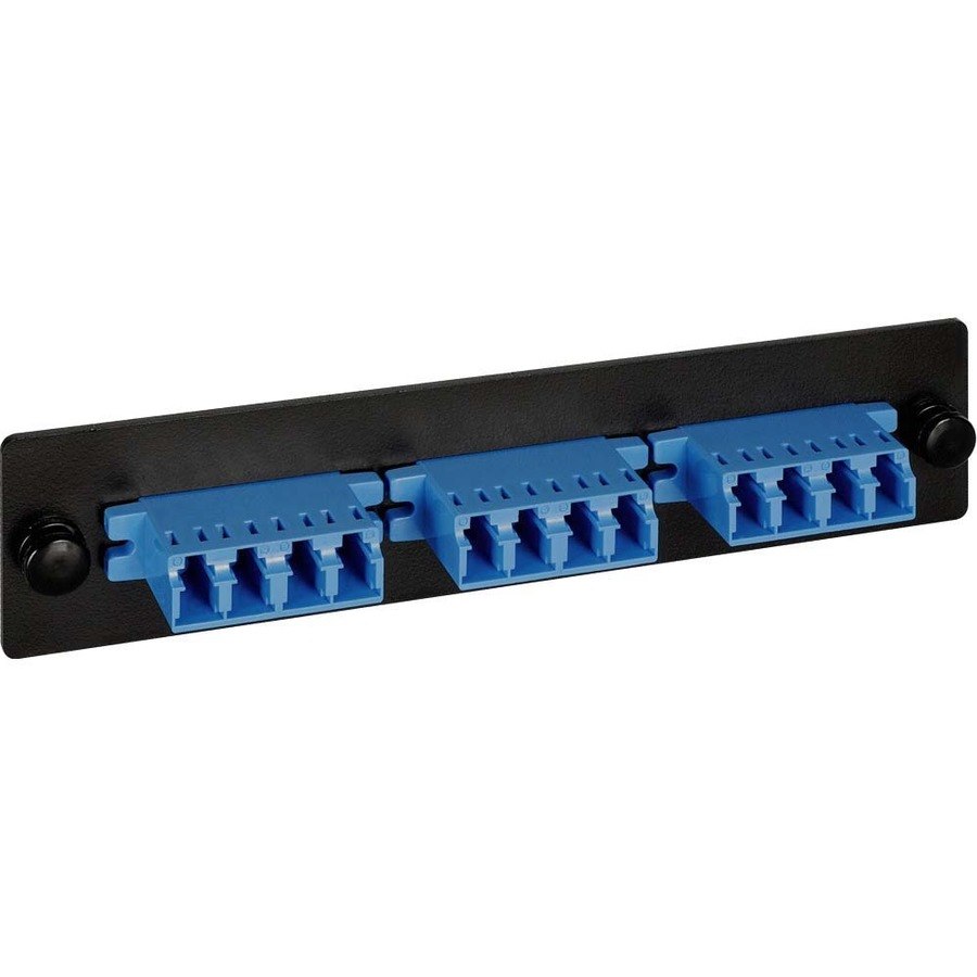 12-Port Classic LC-LC Fiber Optic LGX Compatible Adapter Panel with Blue Singlemode Adapters