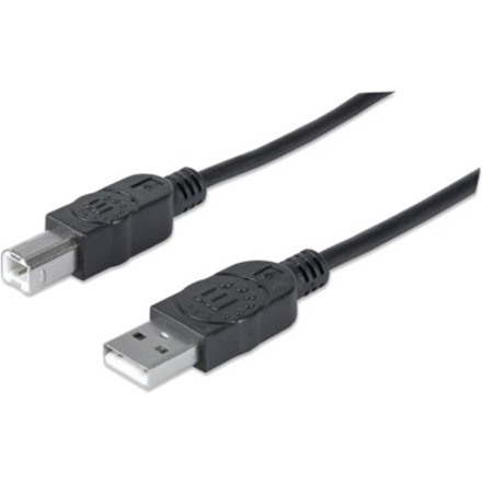 Manhattan USB-A to USB-B Cable, 5m, Male to Male, 480 Mbps (USB 2.0), USB2HAB5M, Hi-Speed USB, Black, Lifetime Warranty, Polybag