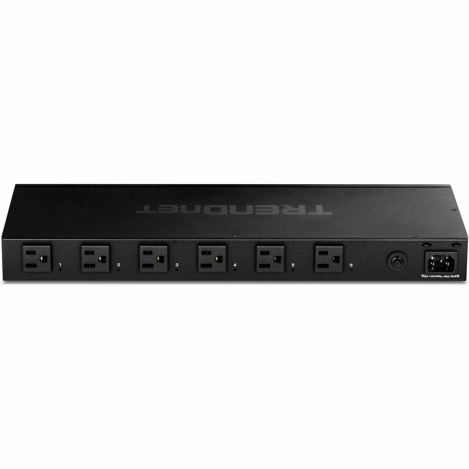 TRENDnet 6-Outlet Managed PDU, Rackmount Power Distribution Unit, 1 x NEMA 5-15R Bypass Power Outlet, 1 x Gigabit RJ-45 Port, Overload Protection, Surge Protection 2160J, Black, TPI-06