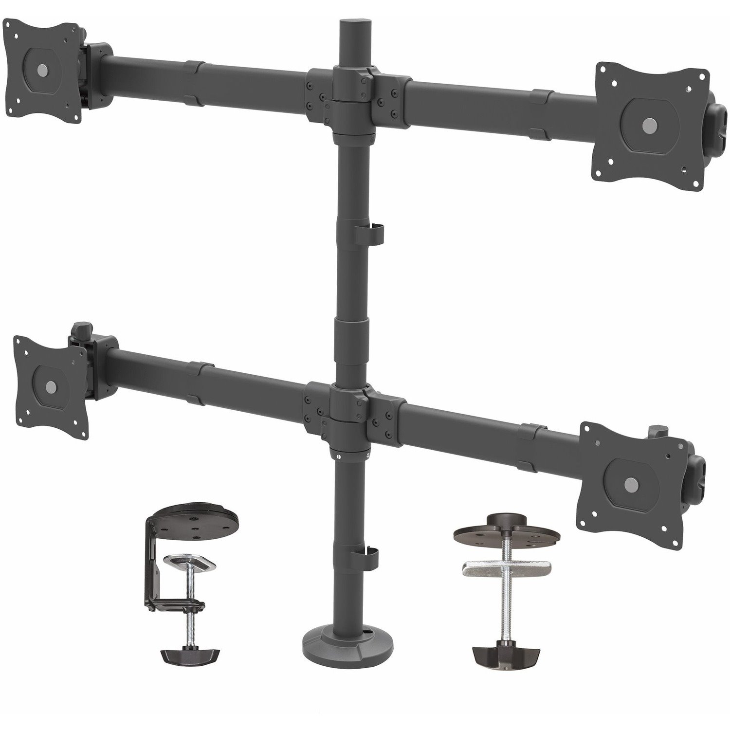 StarTech.com Desk Mount Quad Monitor Arm, 4 VESA Displays up to 27" (17.6lb/8kg), Ergonomic Height Adjustable Articulating Pole Mount