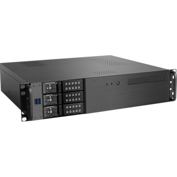 iStarUSA 2U Compact 3 x 3.5" Bay Trayless Hotswap microATX Chassis Black