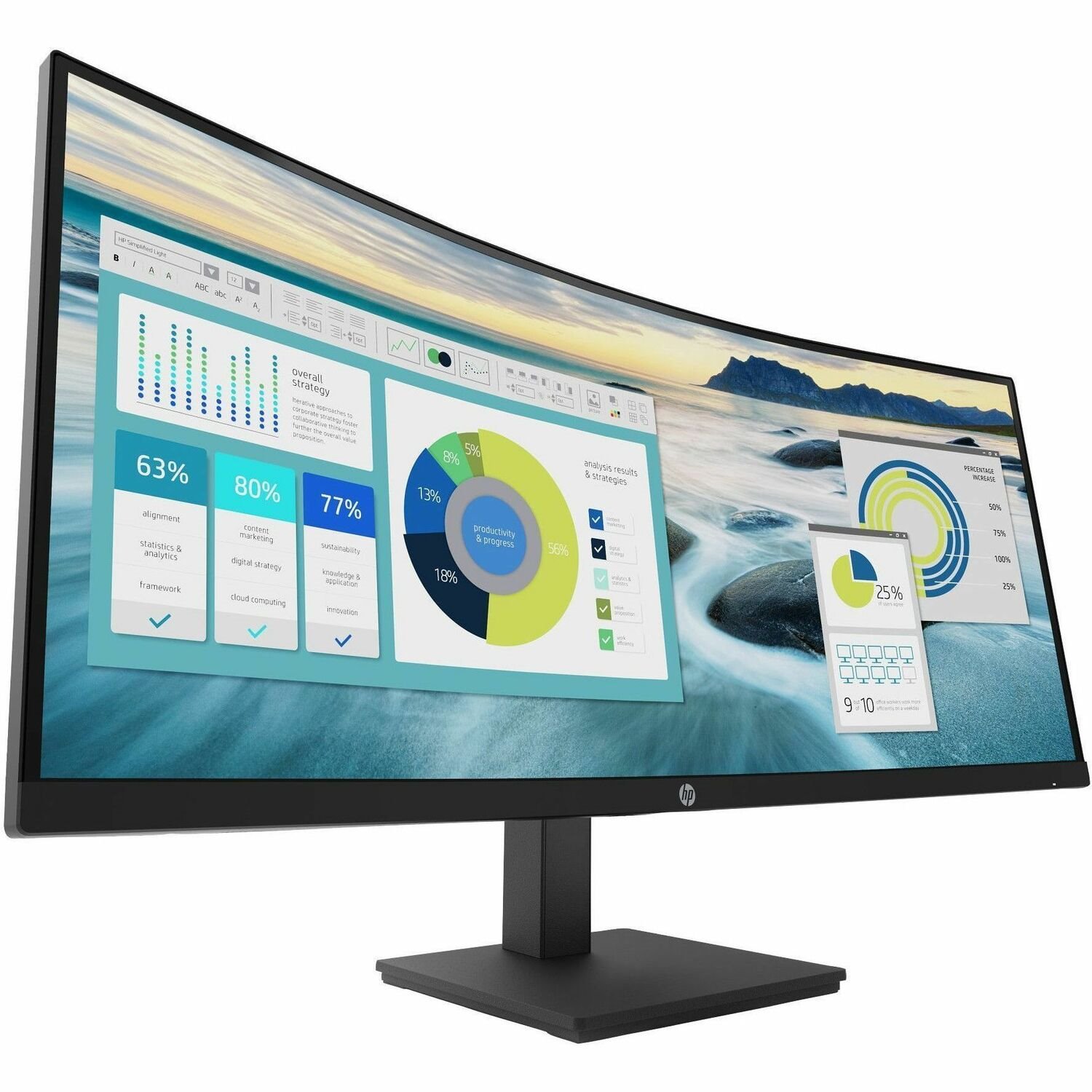 HP P34hc G4 34" Class WQHD Curved Screen LED Monitor - 21:9 - Black