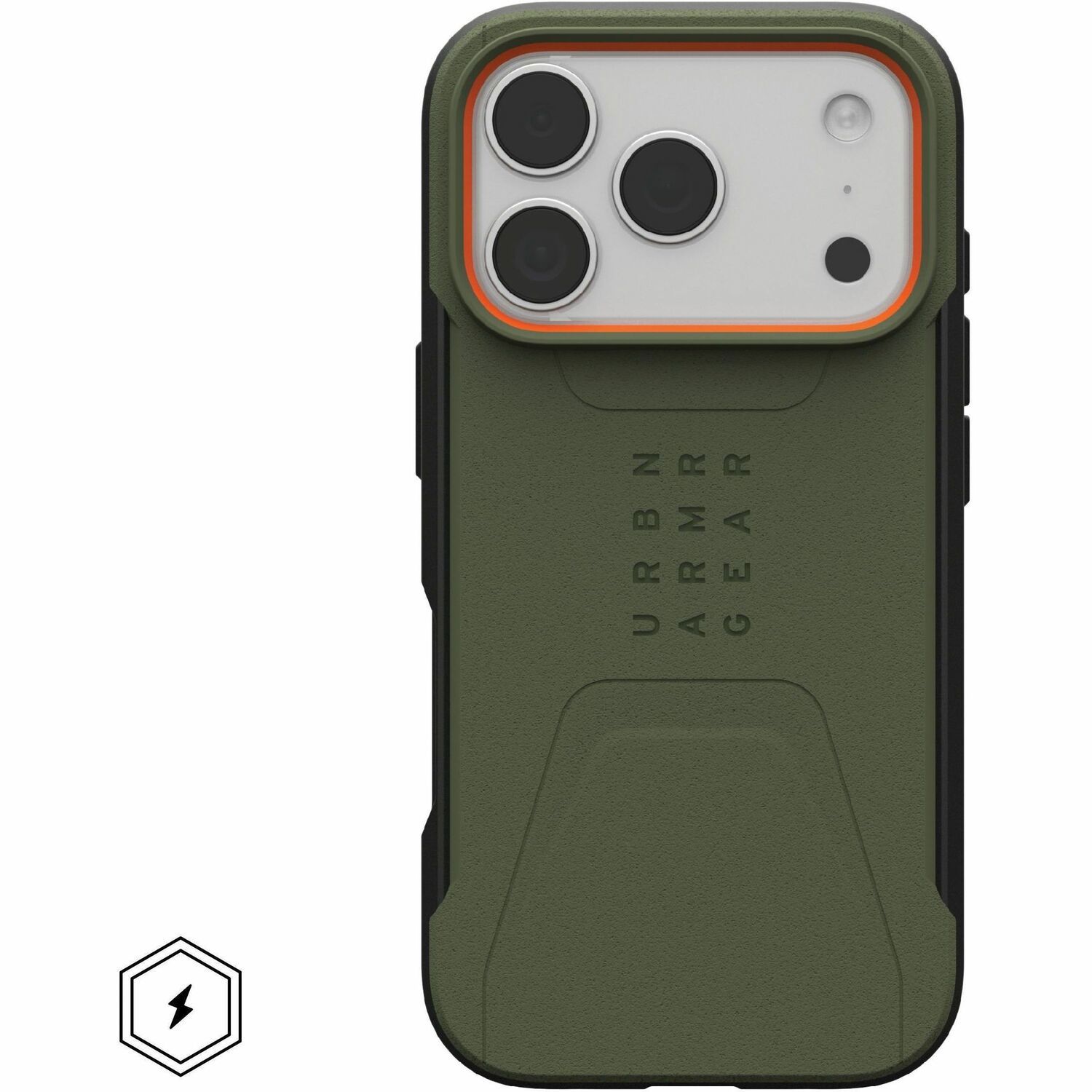 Urban Armor Gear Civilian Rugged Case for Apple iPhone 17 Pro Smartphone - Olive, Orange