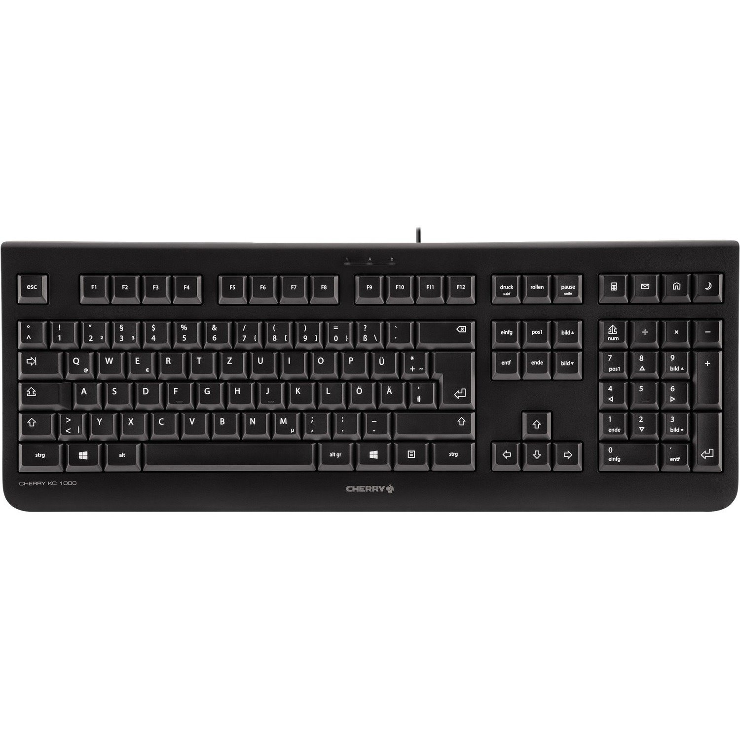 CHERRY KC 1000 Keyboard - Cable Connectivity - USB 2.0 Interface - Spanish - QWERTZ Layout - Black