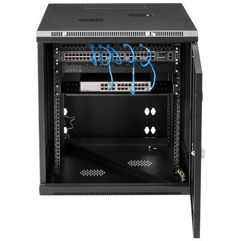 StarTech.com 4-Post 12U Wall Mount Network Cabinet, 19" Hinged Wall-Mounted Server Rack for IT Equipment, Flexible Lockable Rack Enclosure