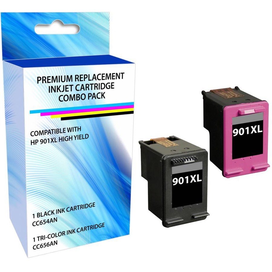 eReplacements Remanufactured High Yield Inkjet Ink Cartridge - Combo Pack 901XL - Tri-color, Black Pack