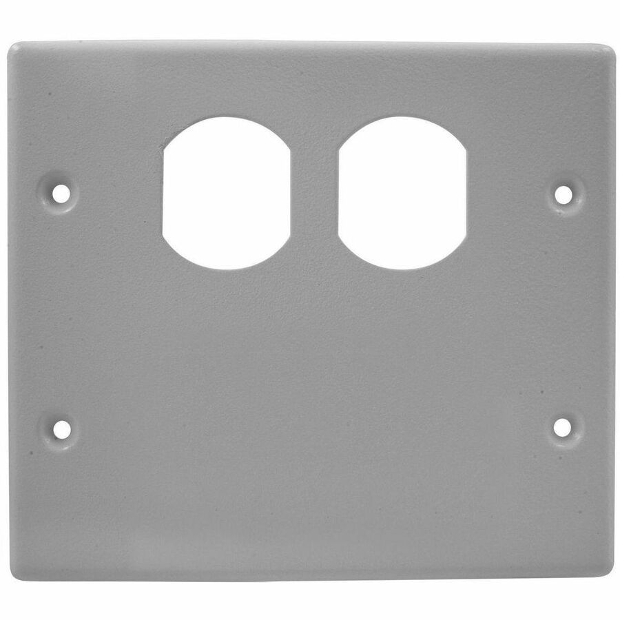 Hubbell Premise Wiring Metal Raceway, Plate, 2-Gang, 1 Duplex/Blank, HBL4750 Series, Gray